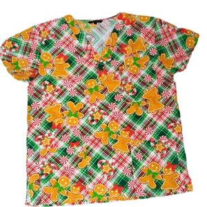 Just Love Gingerbread Themed Scrub Top 541